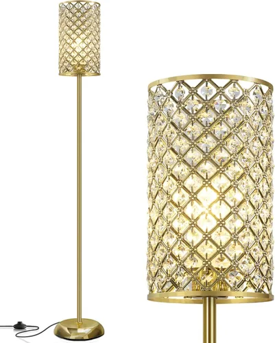 Vista 14 de Lámparas de pie de cristal GyroVu para sala de estar, lámpara de pie negra de 3 luces, lámpara alta de pie con elegante pantalla de cristal K9