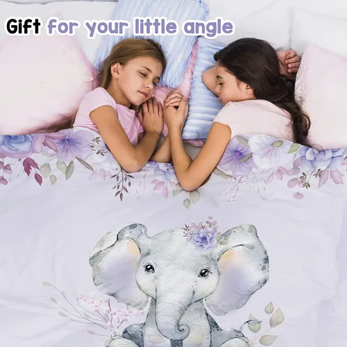 Vista 5 de J&SBGFT Manta de bebé niña personalizada, manta de recepción de elefante, regalo personalizado de artículos esenciales para recién nacidos, 30 x 40