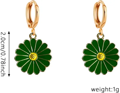 Vista 2 de Just Follow 8 pares de aretes de aro para mujer, hipoalergénicos, pequeños, chapados en oro, circonita cúbica, margarita, aretes colgantes