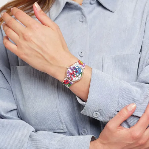 Vista 4 de Swatch Skin Classic BIOSOURCED Botanical Paradise - Reloj de cuarzo, Transparente