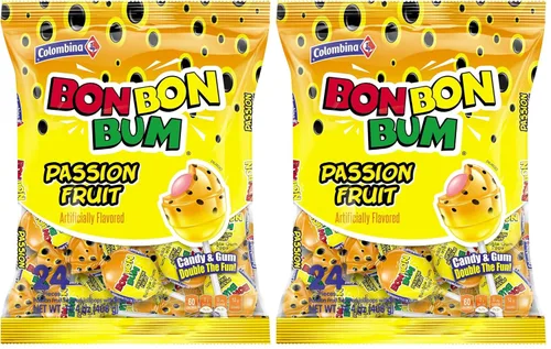 Vista 22 de Colombina Bon Bon Bum - Paletas de fresa, caramelos duros de frutas, paletas de fresa dulces envueltas individualmente, 24