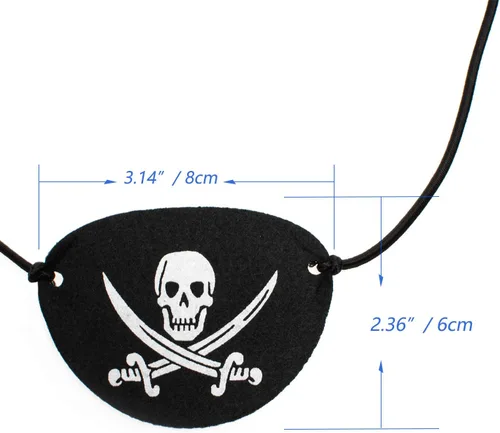 Vista 4 de Disfraz de un ojo de capitán pirata con parche de calavera para Halloween, Navidad, cumpleaños fiesta temática pirata