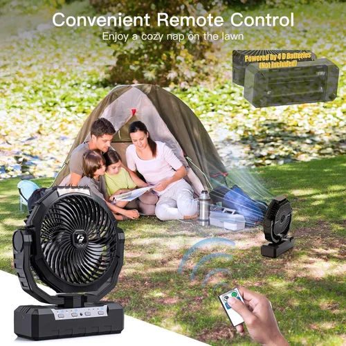 Vista 9 de Ventilador operado por batería Wavmill [200H Max], ventiladores alimentados por batería de celda D y USB 2 en 1, ventilador portátil para acampar