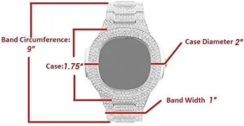 Vista 2 de Ostentoso reloj de hombre con carátula oblonga de metal y extensible a juego - 8475BM.