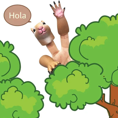 Vista 2 de Handi - Marioneta de mano con diseño de ardilla, marionetas de animales para el dedo para niños.