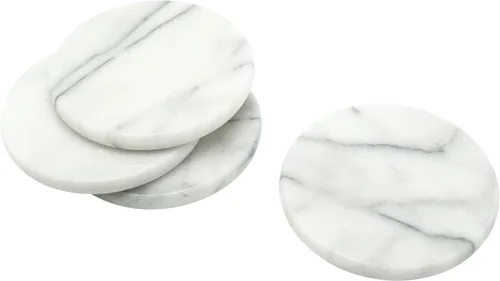Vista 11 de Creative Home Natural Champagne Marble Set of 4 Piece Round Coasters, 4" Diameter