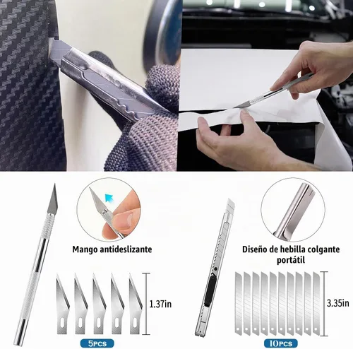 Vista 5 de JIURUN 36 piezas Kit de tinte para ventana de coche, herramienta de envoltura de vinilo, herramientas de espátula para tinte de ventana, kit