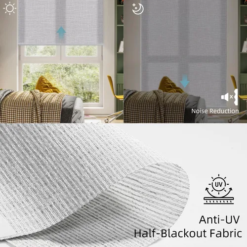 Vista 5 de SmartWings Persianas enrollables con filtro de luz motorizadas, funcionan con Matter HomeKit Z-Wave Alexa Google, persianas translúcidas 70% opacas