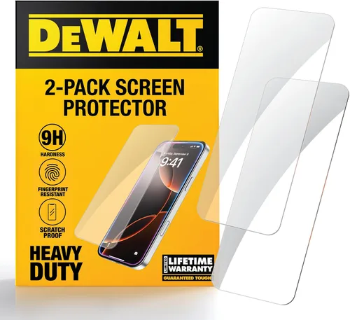 Vista 8 de DEWALT Protector de pantalla de vidrio resistente para iPhone 12 Pro Max, paquete de 2 protectores de pantalla de vidrio templado, compatible