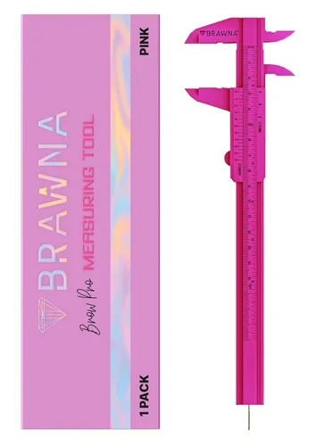 Vista 10 de BRAWNA Brow Pro Herramienta de medición – Regla de cejas de doble escala para microblading, cejas y maquilladores – Regla de pinza de cejas de Dorado