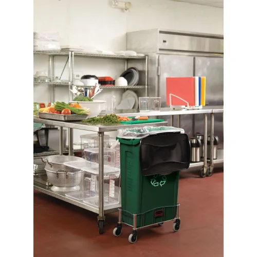 Vista 3 de Rubbermaid Commercial Products - Basurero de reciclaje, diseño rectangular con canales de ventilación, modelo Slim Jim, Beige