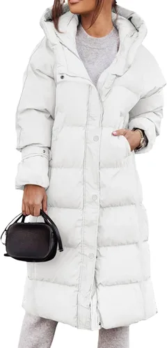 Vista 2 de Yousify Chaqueta acolchada para mujer, abrigos largos de invierno 2023 con cremallera, ropa de abrigo larga S-2XL