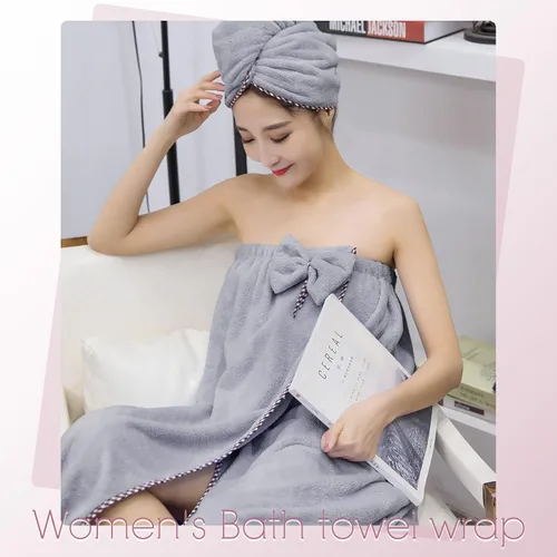 Vista 6 de Toalla de Baño para Mujeres - Toalla de Microfibra de Lujo Ajustable para el Cabello, Toallas Suave para la Ducha Después de la Cubierta Corporal