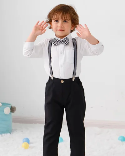 Vista 2 de HOSUKKO Traje de caballero para bebé, trajes de tirantes para niños (0-10 años)