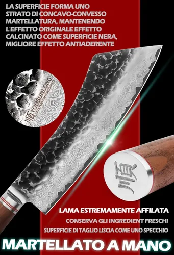 Vista 3 de YOUSUNLONG - Cuchillo de barbacoa de 9 pulgadas, cortador de pechuga de damasco para carne ahumada Plata y nogal