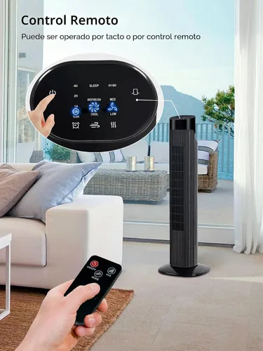 Vista 5 de Uthfy Ventilador de torre para dormitorio, ventilador oscilante de 120° con modo de sueño silencioso, 3 velocidades y 3 modos, temporizador 7.5H