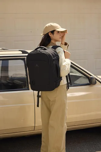 Vista 7 de LOVEVOOK Mochila de viaje para computadora portátil para mujer, aprobada por aerolíneas, bolsa de artículos personales, 3 unidades, Negro, Mochilas