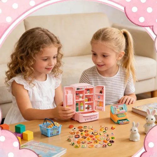 Vista 7 de 164Pcs Mini Carrito de Compras Cesta Miniatura Comida Bebida Juguetes Supermercado Metal Manivela Carrito Muñeca Casa Tienda Accesorios