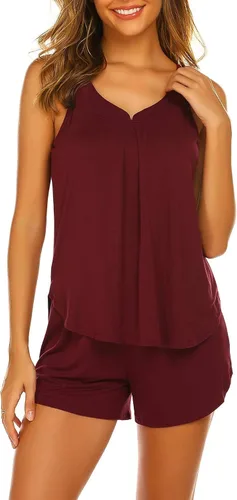 Vista 2 de Ekouaer conjunto de pijama para mujer con camiseta sin mangas y pantalones cortos
