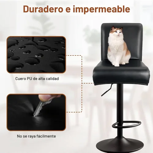 Vista 3 de Fundas de Cuero PU para Taburete de Bar con Respaldos, Paquete de 2 Fundas Elásticas Impermeables para Sillas de Taburete de Bar, Fundas Lavables