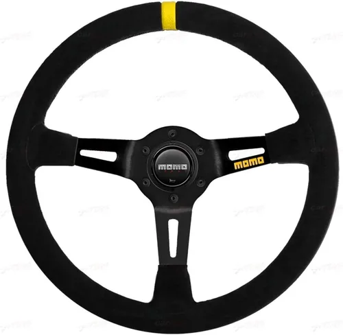 Vista 10 de MOMO Motorsport MOD.69 - Volante de carreras de gamuza – 13.780 in, plato de 1.535 in de profundidad, bocina amarilla, marco de aluminio de 3 radios