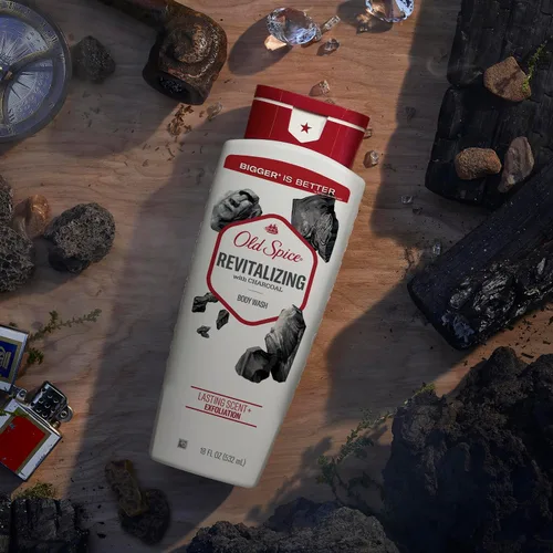 Vista 2 de Old Spice Gel de baño limpiador para hombres, ducha 24/7 fresco con aroma duradero, exfolia y humedad, suave para la piel, vitamina B3, volcán