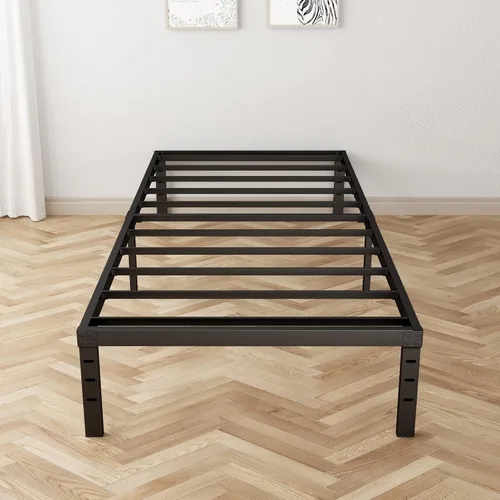 Vista 3 de Base de cama individual de 18 pulgadas de alto con máximo almacenamiento, plataforma de metal resistente de 2500 libras, no necesita somier, base