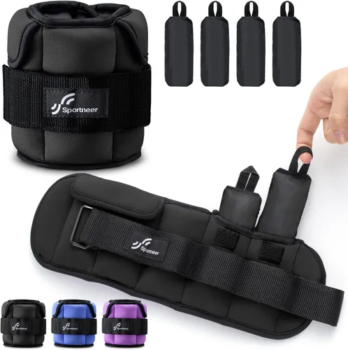 Vista 12 de Sportneer Adjustable Ankle Weights for Women & Men, Leg Weights Set with Removable Weights, Upgraded with Handles for Easy Adjustment, Comfortable &