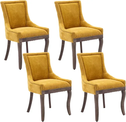 Vista 15 de Aoowow - Juego de 2 sillas laterales tapizadas vintage de tela, sillas de cocina y comedor de estilo campestre con patas de madera maciza y Tela