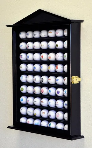Vista 3 de sfDisplay,LLC. 63 Golf Ball Designer Display Case Cabinet Wall Rack Holder w/98% UV Protection Lockable Acabado negro
