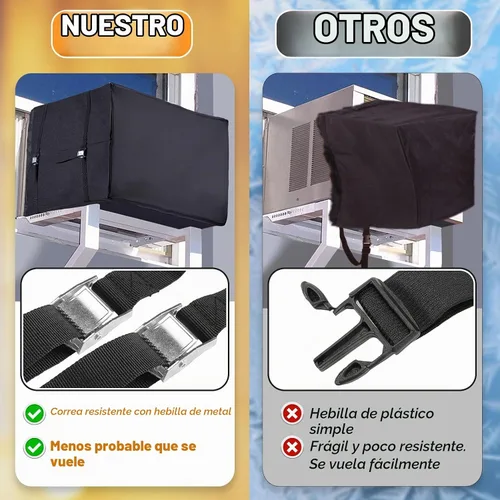 Vista 4 de Cubiertas de aire acondicionado para unidades de ventana, aislamiento de 3 capas, cubierta exterior de CA con correa de hebilla de metal, toldo