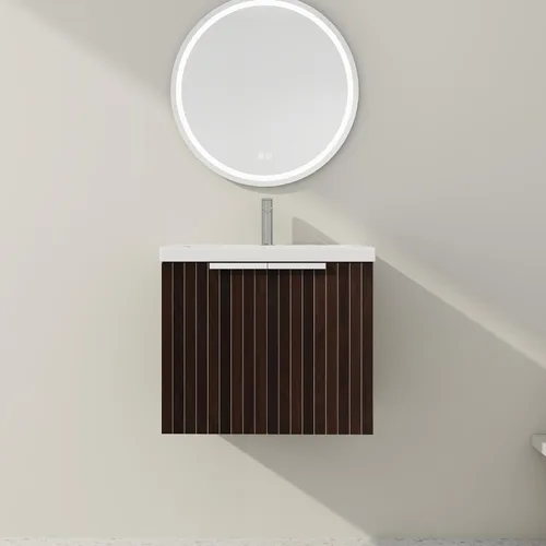 Vista 12 de SSLine Juego de tocador de baño montado en la pared con lavabo moderno de 24 pulgadas con lavabo superior y armario de almacenamiento, armario