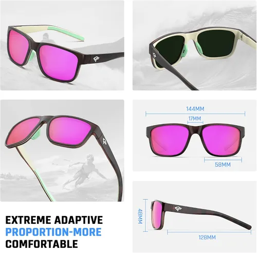 Vista 5 de TOREGE Gafas de sol polarizadas deportivas para hombres y mujeres, lentes de sol para ciclismo, correr, pesca, barco, senderismo, playa, TR66