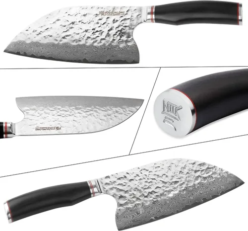 Vista 3 de YOUSUNLONG Cuchilla híbrida de 8" - Cuchillo de chef para exteriores de Ebany