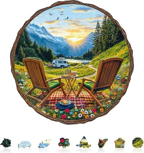 Vista 10 de Rompecabezas de madera para adultos, rompecabezas de madera para adultos, rompecabezas de madera con forma única de cosecha de otoño, regalos