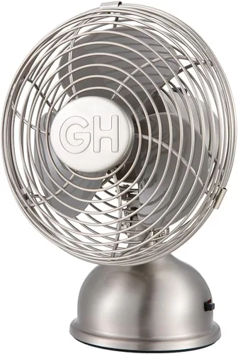 Vista 3 de Good Housekeeping 92512 Ventilador Personal Retro Oscilante de 5 pulgadas Totalmente Metálico Alimentado por USB, Níquel Cepillado