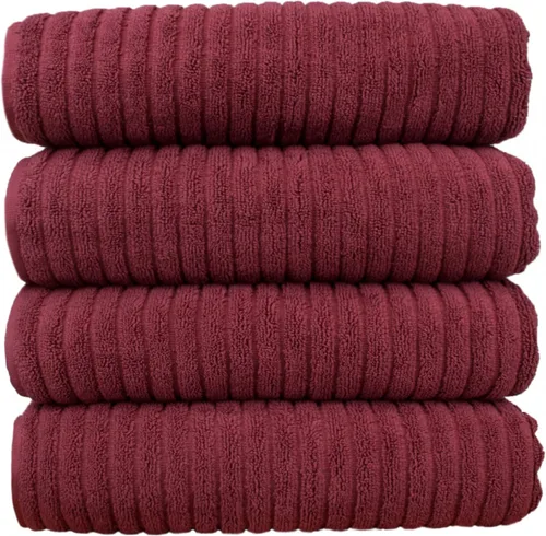 Vista 3 de BC BARE COTTON Toallas de lujo a rayas para hotel y spa (toalla de baño, juego de 4, negro)