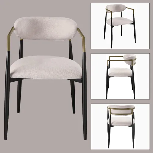 Vista 13 de Acme Jaramillo Barrel - Silla lateral en color beige y negro (juego de 2)
