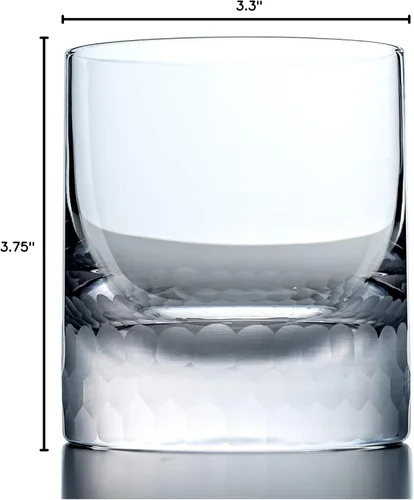 Vista 5 de Amehla "Hive - Vasos dobles de panal soplados a mano, vasos de cristal sólido de 12 onzas, juego de 2 o 4 vasos de bola baja, mucho espacio para una