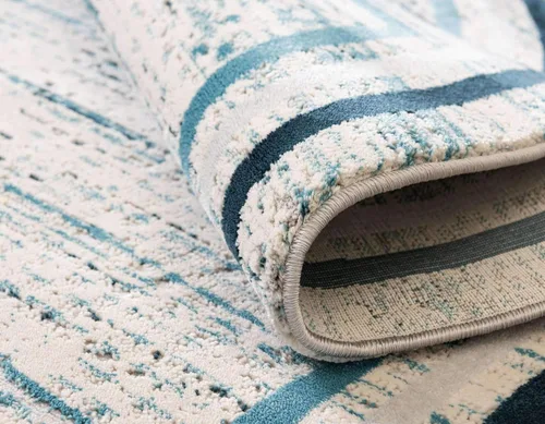 Vista 7 de Unique Loom Oasis Collection - Alfombra de área - Fuente (2 pies x 6 pies, color azul/marfil)
