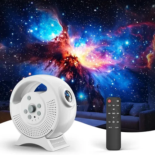 Vista 9 de Rossetta Proyector de galaxia 3D, proyector de planetario focal ajustable de 60 escenas con altavoz Bluetooth, temporizador y control remoto