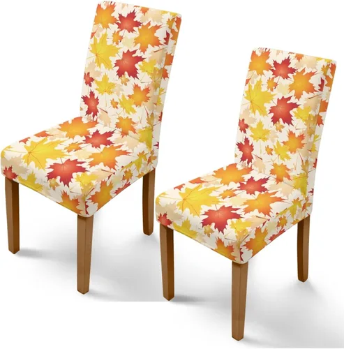 Vista 44 de Rnyleeg Juego de 1 fundas para sillas de comedor de otoño, diseño de hojas, para sala de estar, sin brazos, funda elástica para silla de cóctel