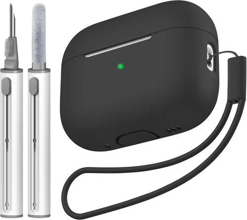 Vista 19 de Compatible con Airpods Pro 2 Case, Funda Protectora de Piel de Silicona Suave con Kit de Limpieza y Cordón Compatible para AirPod Pro de 2ª