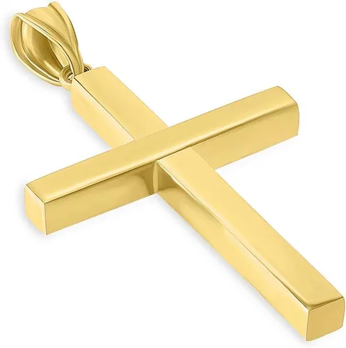 Vista 2 de Colgante de cruz religiosa simple de oro amarillo de 14 k, Oro amarillo