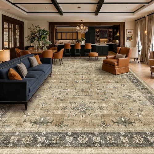 Vista 230 de Hazo Haus – Alfombra pequeña para entrada, cocina o baño, antideslizante con base de goma, resistente a las manchas y a la decoloración, diseño