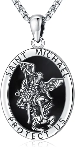Vista 39 de Collar de San Patrono de Plata de Ley 925 St 01-Virgen María-Oro