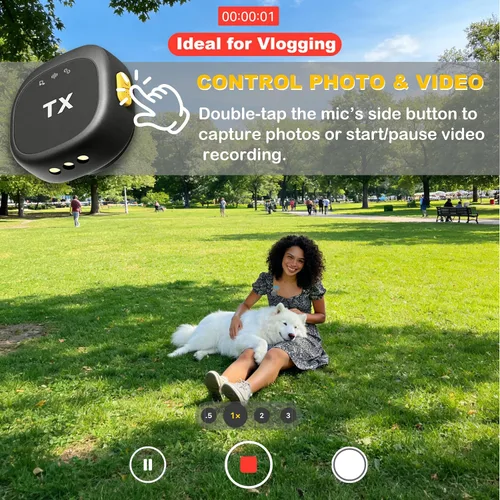 Vista 4 de BSONE Micrófono Lavalier inalámbrico para iPhone y Android, mini micrófono con clip con funda de carga, micrófonos profesionales recargables