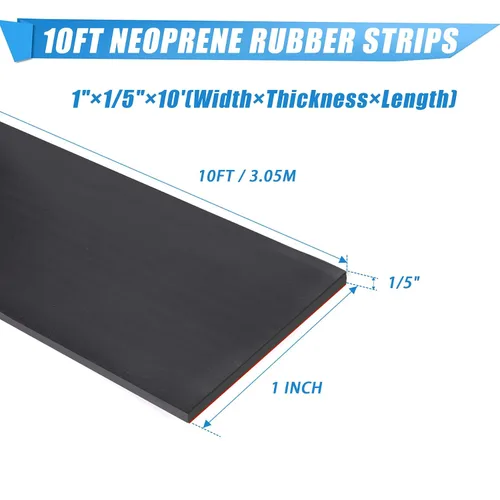 Vista 2 de Tiras de goma de neopreno con parte trasera adhesiva, junta autoadhesiva para acolchado de alfombrilla, 1 pulgada de ancho x 1/5 pulgadas de grosor