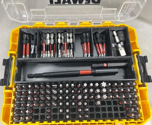 Vista 2 de TOOLCRAFT3D Soporte de brocas de impacto diseñado para DEWALT Medium ToughCase (7 compartimentos + 120 bits) Solo inserto (negro)