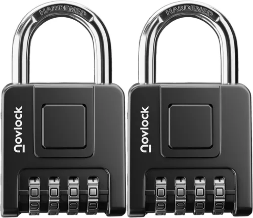 Vista 14 de Candado de combinación para interior y exterior De servicio pesado, resistente a la intemperie, seguridad de 4 dígitos Candado para casilleros